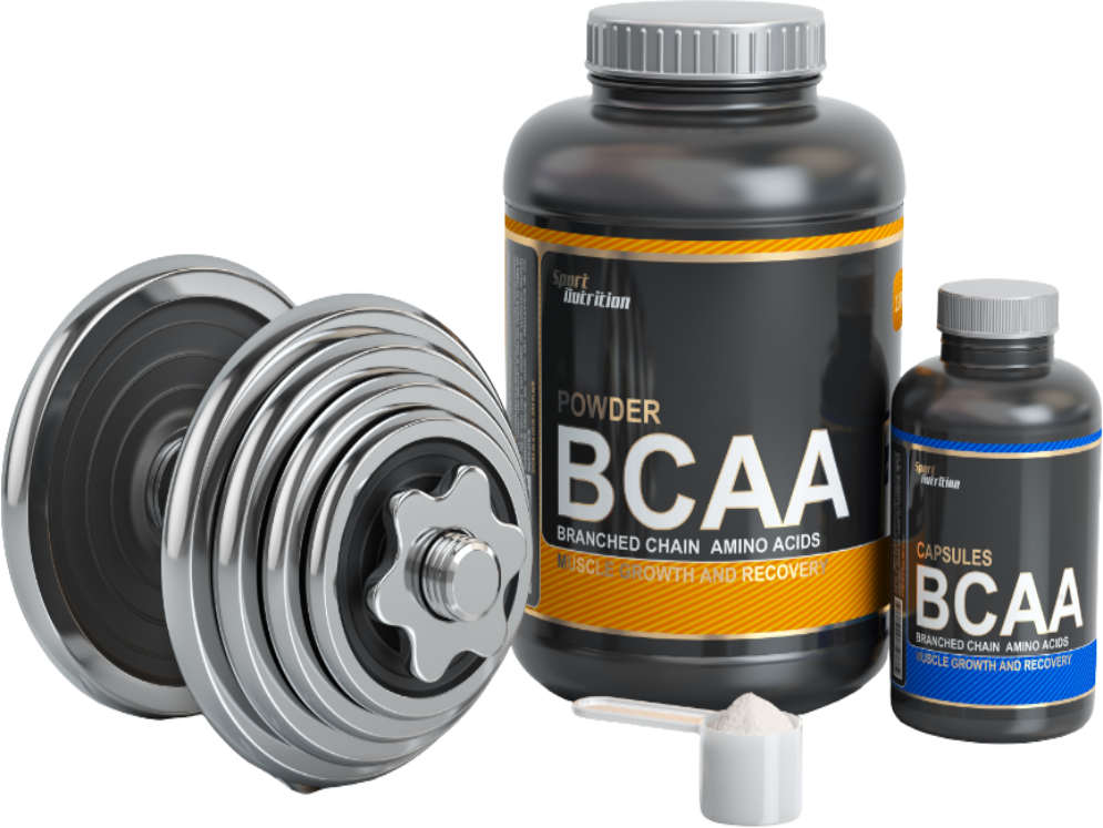 Bcaa branchedchain amino acid with scoop dumbbellbodybuilder nutritionsupplement concept jpg